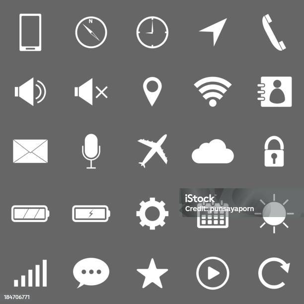 Telefono Cellulare Icone Su Sfondo Grigio - Immagini vettoriali stock e altre immagini di Ambientazione - Ambientazione, Attrezzatura per illuminazione, Batteria - Fornitura di energia