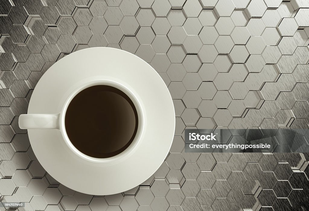 3 d Tasse Kaffee auf Edelstahl - Lizenzfrei Bildhintergrund Stock-Foto