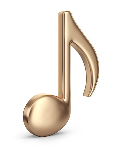 golden music note. 3d icon isolated - noter isolated on white bildbanksfoton och bilder