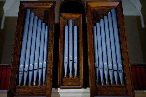 The organ pipes in a church in the south of France
