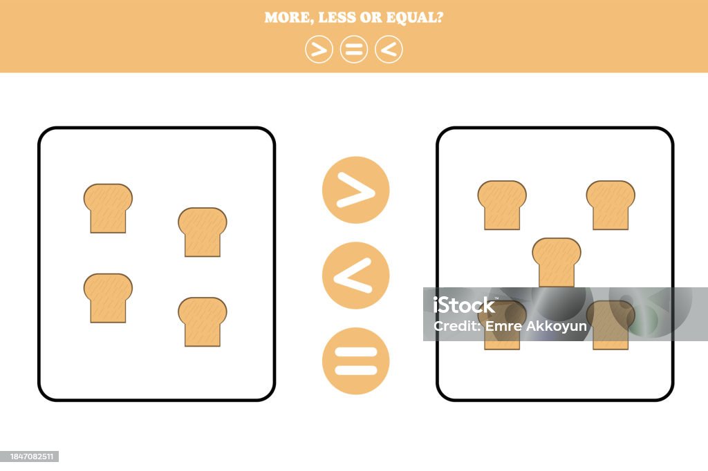 Be Less Single Game More Less Or Equal Educational Counting Game For Kids Stock ...