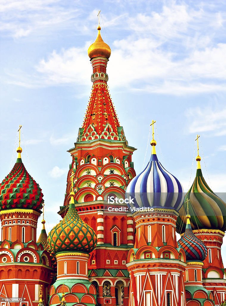 The Most Famous Place In Moscow, Saint Basil's Cathedral, Russia Architectural Dome Stock Photo