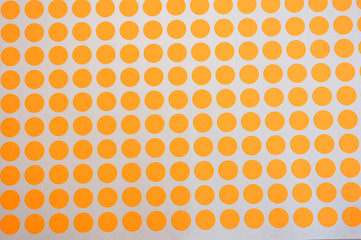 Sheets of mini circle orange stickers, round adhesive stickers