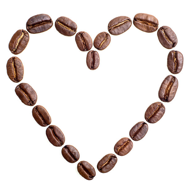 heart made of coffee beans stock photo