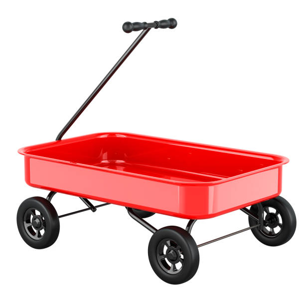 istock Classic Red Wagon, kids toy wagon, 3D rendering 1847115691