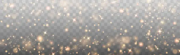 Vector illustration of Christmas background. Powder dust light . Magic shining gold dust. Fine, shiny dust bokeh particles fall off slightly. Fantastic shimmer effect. Vector illustrator.