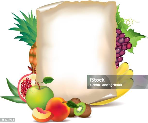Fruits And Sheet Of Paper Stock Illustration - Download Image Now - Apple - Fruit, Banana, Cooking