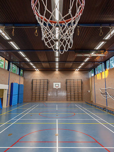 istock Basketball gym interior at school 184712228