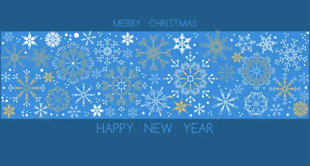Vector illustration of Merry Christmas and Happy New Year holiday design Snowflakes template  background for home decor