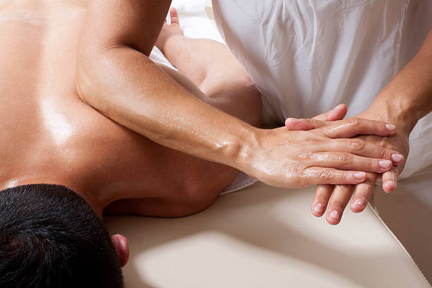 Shiatsu Massagem de Trapeziues - fotografia de stock
