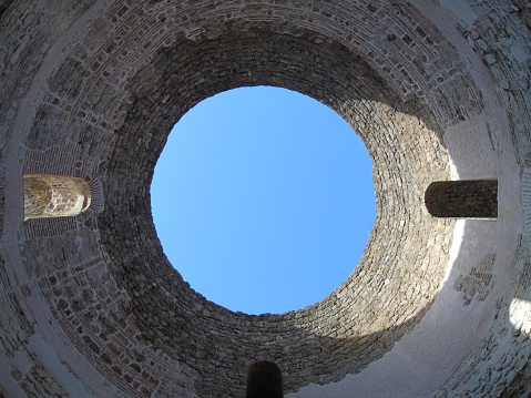 The oculus of the ancient 4th century Vestibule in Diocletian's Palace, Split, Croatia