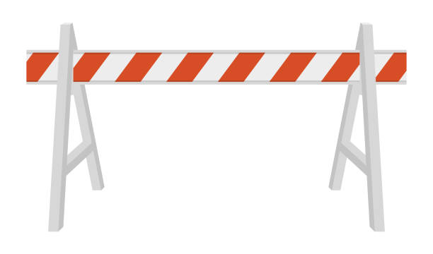 istock Road barriers to restrict traffic transport. Vector illustration. 1847141746
