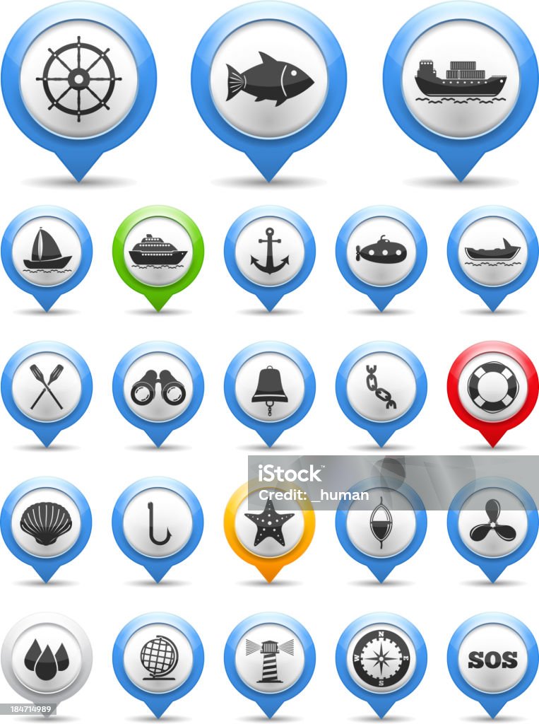 Nautical Icon Set of nautical icons, vector eps10 illustration Cruise Ship stock vector