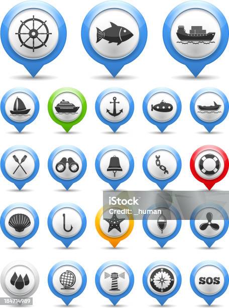 Nautical Icon Stock Illustration - Download Image Now - Cruise Ship, Anchor - Vessel Part, Anchor Chain