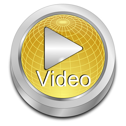 play video button gold - 3D illustration