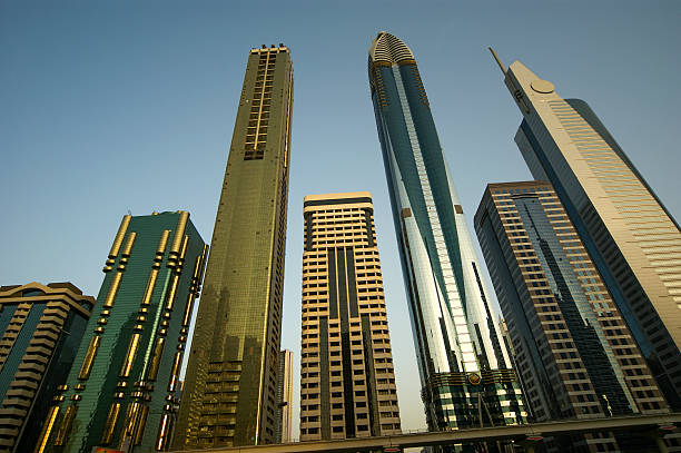 Modern skyscrapers, Sheikh zayed road, Dubai, United Arab Emirates. Dubai is the fastest growing city in the world.
