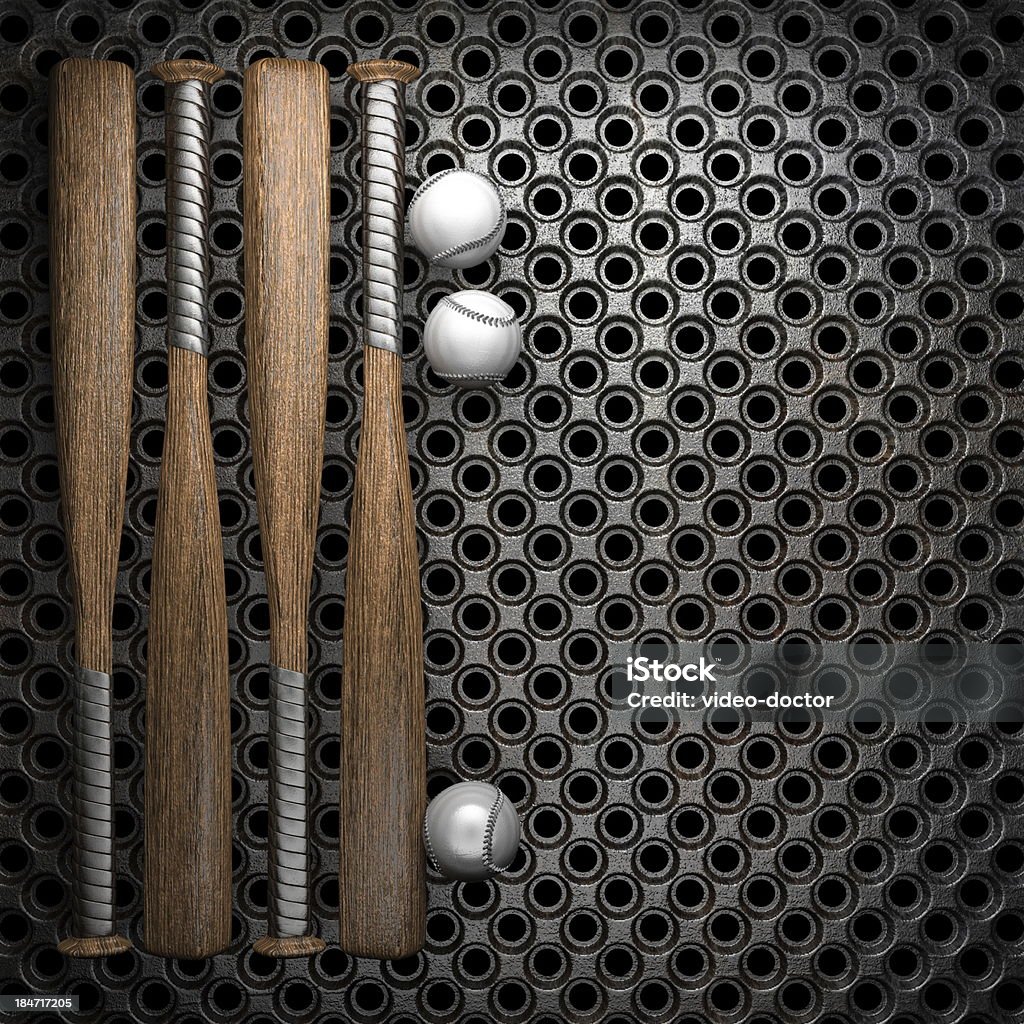Baseball e metallo parete di sfondo - Foto stock royalty-free di Acciaio