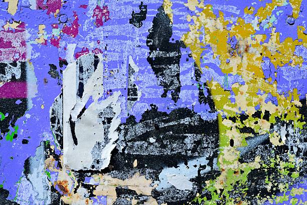 istock Old peeling paint grunge background / Torn poster 184717888