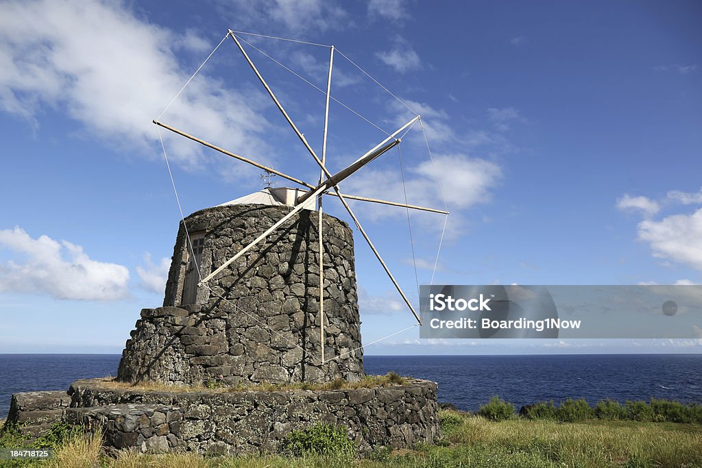 Windmill on the island of Corvo Azores Portugal Old windmill on the island of Corvo Azores Portugal Ancient Stock Photo