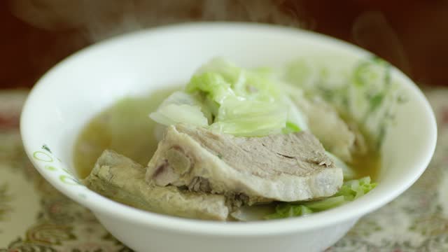 A bowl of pork rib soup