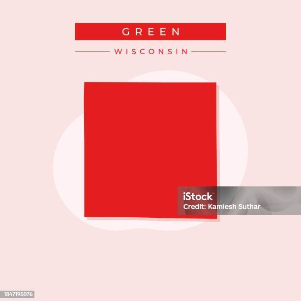 Wisconsin Green Background Vector Illustration Vector Of Green Map Wisconsin Stock Illustration ...