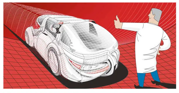 Vector illustration of automobile design and R&D center