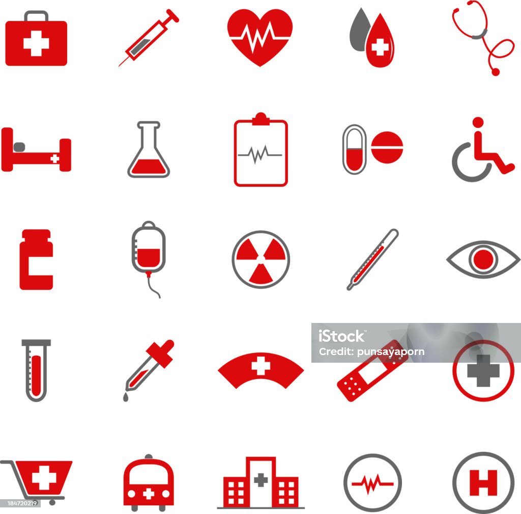 Medico icone di colore su sfondo bianco - arte vettoriale royalty-free di A forma di croce
