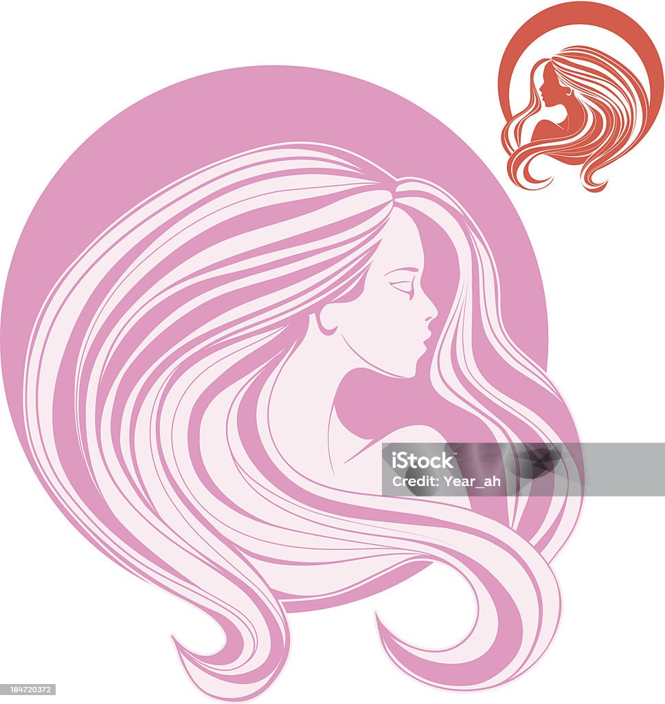 女性の頭側の長い髪をカール - アールヌーボーのロイヤリティフリーベクトルアート