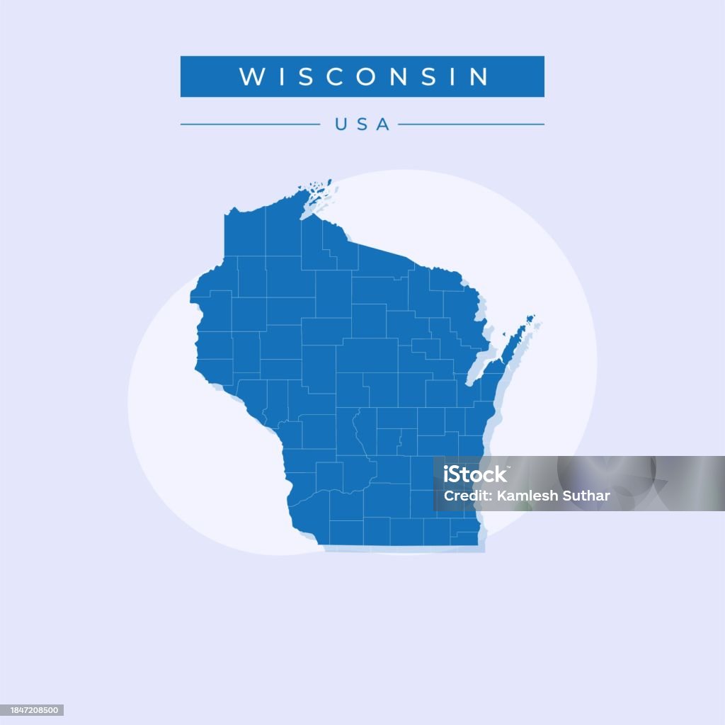 Wi Vector Vector Illustration Vector Of Wisconsin Map Wisconsin Stock ...