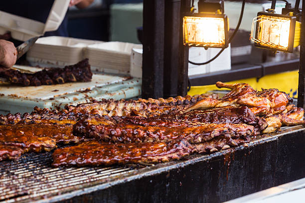 ribs on the barbecue stock photo