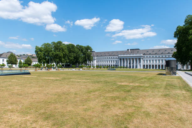 lawn in front of the electoral palace in koblenz - electoral palace imagens e fotografias de stock