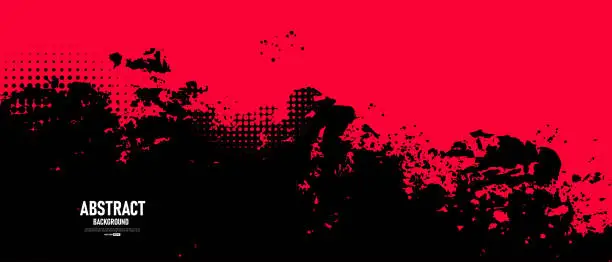 Vector illustration of Black and red abstract grunge background