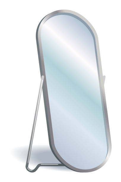 istock Home floor mirror icon with metal frame furniture. Hallway, bedroom interior design element. Full-length dressing room decor. Illustration isolated on white background 1847251929