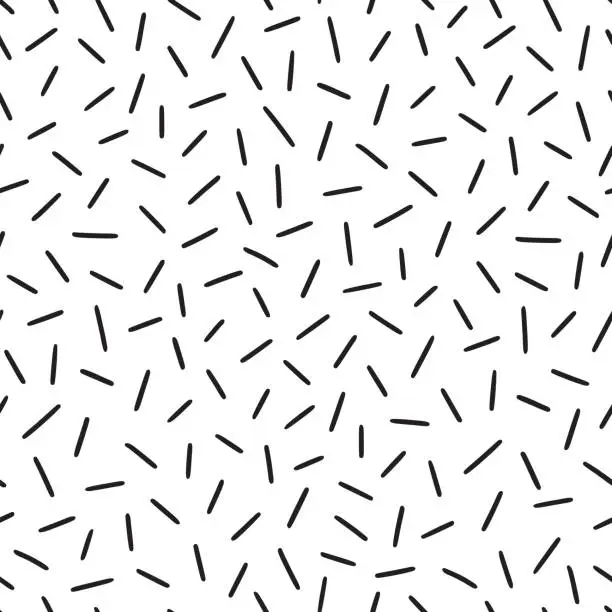 Vector illustration of Small dash pattern on white background. Hand drawn small black dash seamless pattern. Simple minimal abstract, geometric texture design seamless background. Vector illustration