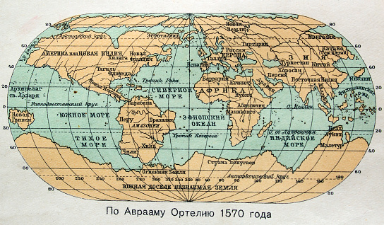 old genuine map of the world with compass