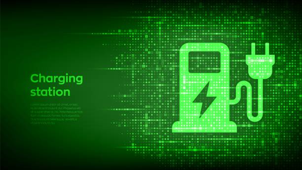 istock Charging station icon made with electricity signs. Electric vehicles charging point. Electric Supply Station. Energy Efficiency. Alternative fuel. Green energy technology. Vector illustration. 1847271558