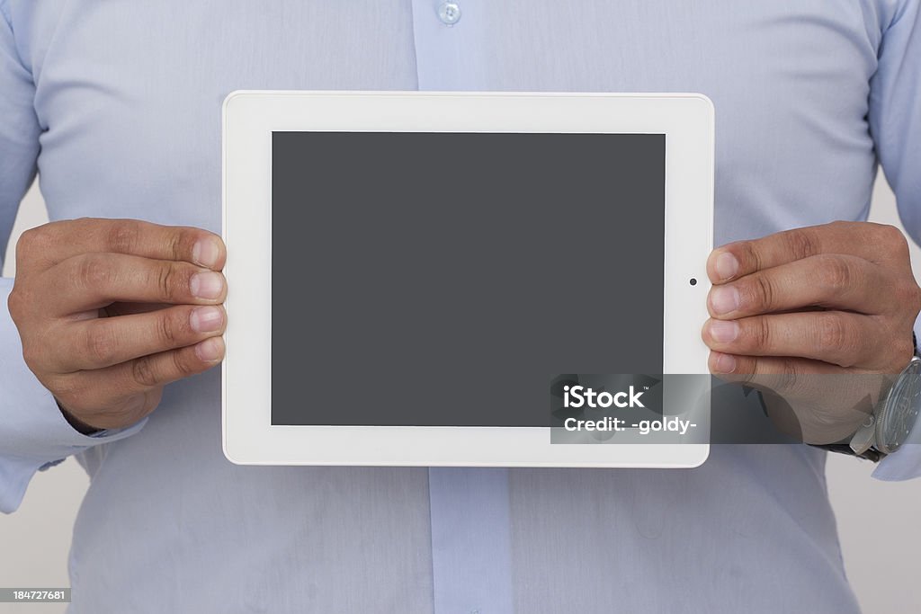 Pozioma pokazując ekranie tablet - Zbiór zdjęć royalty-free (Białe kołnierzyki)