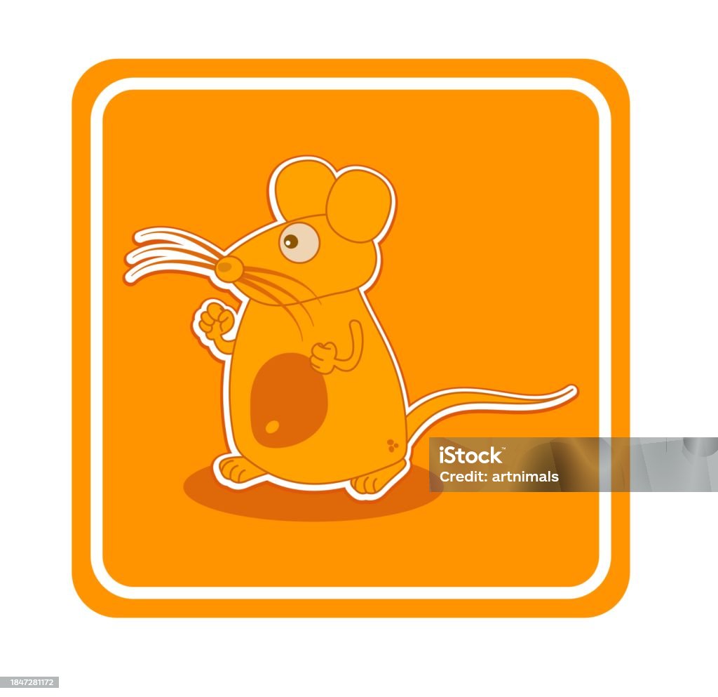 Mouse With Large Moustache In Rectangular Orange Panel On White ...