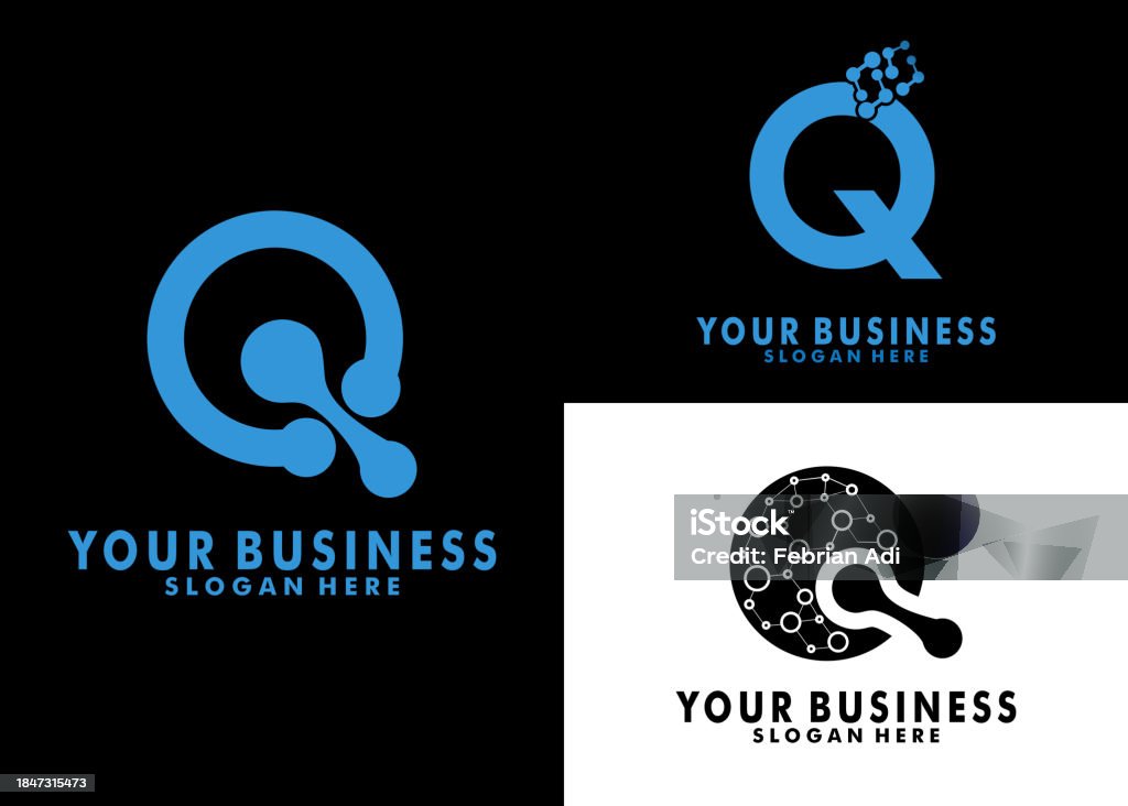 Tech Q Vector Initial Letter Q Logo With Molecule Logo Vector Tech Logo Template ...