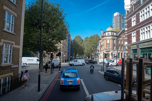 London, U.K. October 09, 2023: Busy street view in City of London, it is the world's most visited city in UK.