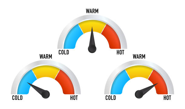 Vector dashboard. Cold, warm and hot temperature sensor. Thermometer icon. High speed. Vector illustration Vector dashboard. Cold, warm and hot temperature sensor. Thermometer icon. High speed. Vector illustration temp gauge stock illustrations