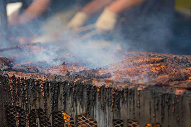 ribs on the barbecue stock photo