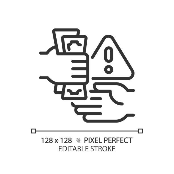 2D thin linear pixel perfect simple black corruption icon 2D pixel perfect editable black corruption icon, isolated simple vector, thin line illustration representing economic crisis. corruption stock illustrations