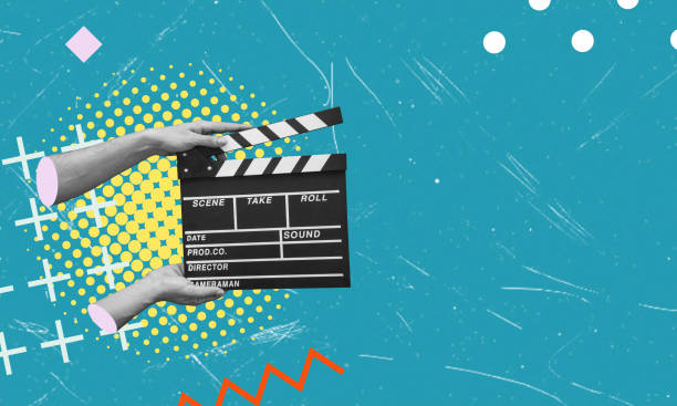 istock Hands holding clapper board making video cinema in studio. Movie production clapper board. 1847332608