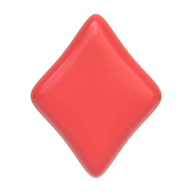 Aces playing cards symbol diamonds with red colors isolated on white background. 3D icon, sign and symbol. Cartoon minimal style. Front view. 3D Render Illustration