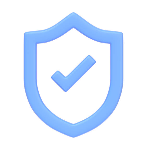 istock Blue Outline Shield Shape with Tick Symbol isolated on white background 1847344286