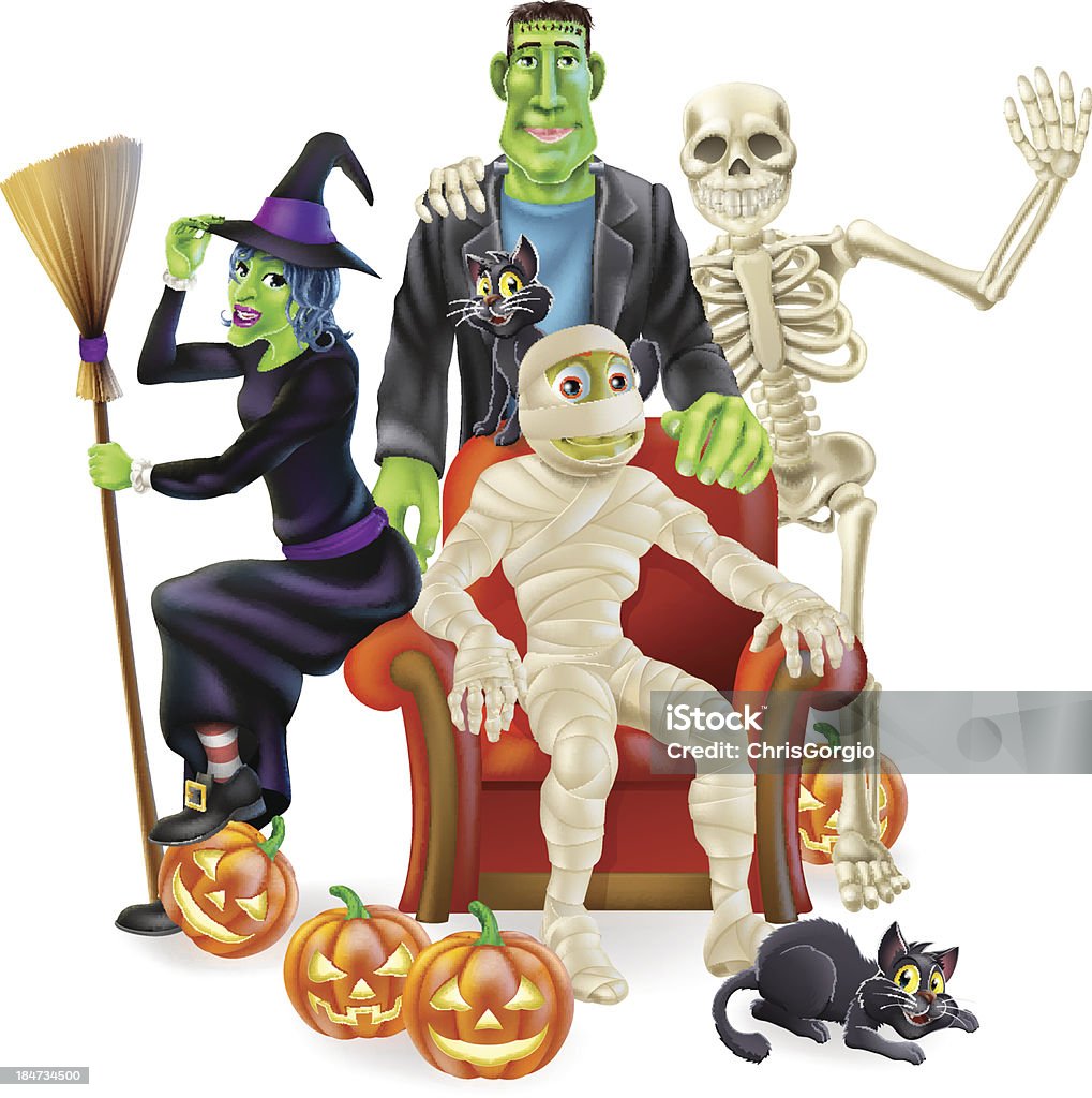 La fête d'Halloween groupe - clipart vectoriel de Fête libre de droits