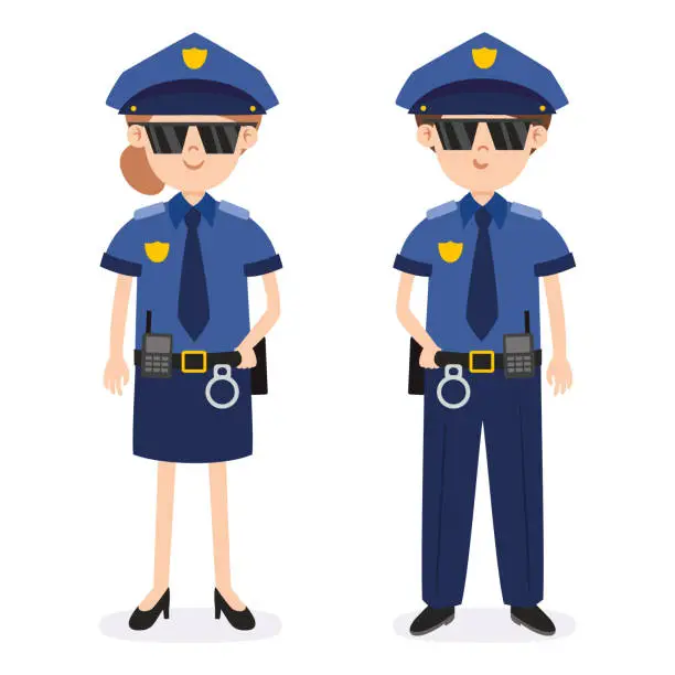Vector illustration of Male And Female Police Officers