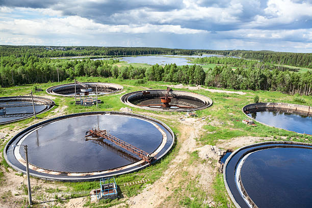 istock Wastewater treatment plant, industrial structure to remove waste from water 184735957