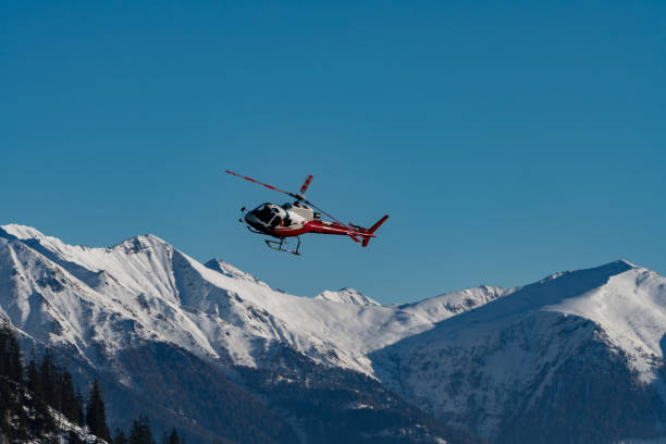 mountain rescue helicopter in action. HQ photo